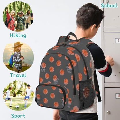 Basketball Laptop Backpack for Women Men, Gray Work Travel Computer Backpacks, 18.3 Inch Large Computer Nurse Teacher Bags Casual Daypack - color: Multicolor 14