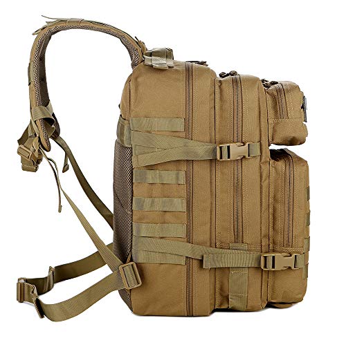 QT&QY 45L Military Tactical Backpacks Molle Army Assault Pack 3 Day Bug Out Bag Hiking Treeking Rucksack… - color: 1.2 Khaki