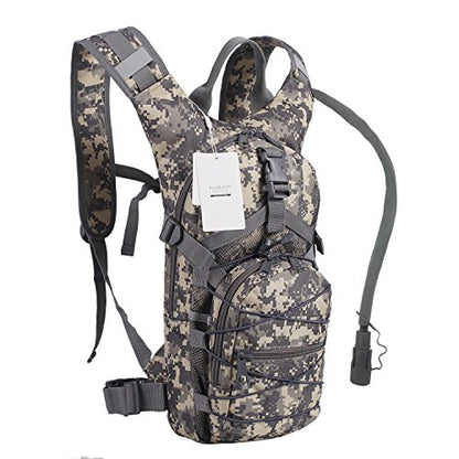 Hydration Backpack with 3L Water Bladder for Hiking and Climbing - color: Acu Camo