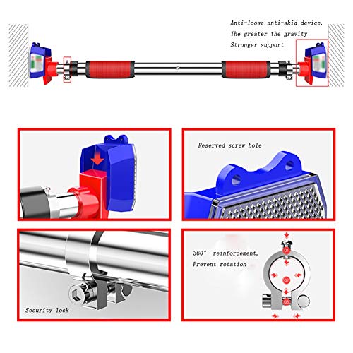 GUOYANHOME Door Frame Horizontal Bar, Wall Mount Exercise Bar Without Screw Installation, Doorway with Locking Mechanism, Workout Bar with 63-140CM Adjustable Width - size: 108-140cm