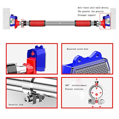 GUOYANHOME Door Frame Horizontal Bar, Wall Mount Exercise Bar Without Screw Installation, Doorway with Locking Mechanism, Workout Bar with 63-140CM Adjustable Width - size: 63-74cm