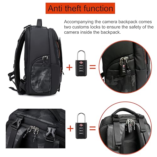 Camera backpack photographer Camera Backpack Waterproof Large for DSLR Cameras Backpacks for Photographers Camera Backpack for Women Men Outdoor Black