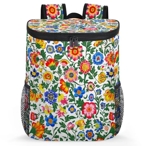 Insulated Cooler Backpack Portable Soft Cooler Bag Ice Chest Backpack for Camping Beach Picnic Lunch Work Travel - color: Multicolor 2