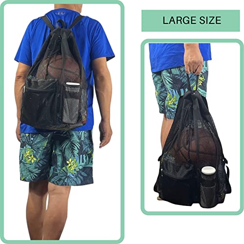 Mildbeer Large Drawstring Backpack for Men Women Athletic Gym Sports Workout Beach Swimming Commuting Travel - color: Black, style: L: 21"x12.5"x5.5"