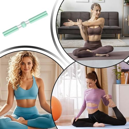 Yoga Postures Stick – Yoga Exercise Stick, Stretch Mobility Pole, Adjustable Pilates Training Bar, Portable Rehabilitation Fitness Tool | Lightweight Stretching Aid for Office Gym Travel Home - color: Green