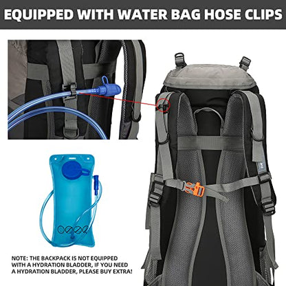 70L Camping Hiking Backpack with Rain Cover Waterproof Backpacking Backpack for Hiking Treeking Climbing Outdoor - color: Black