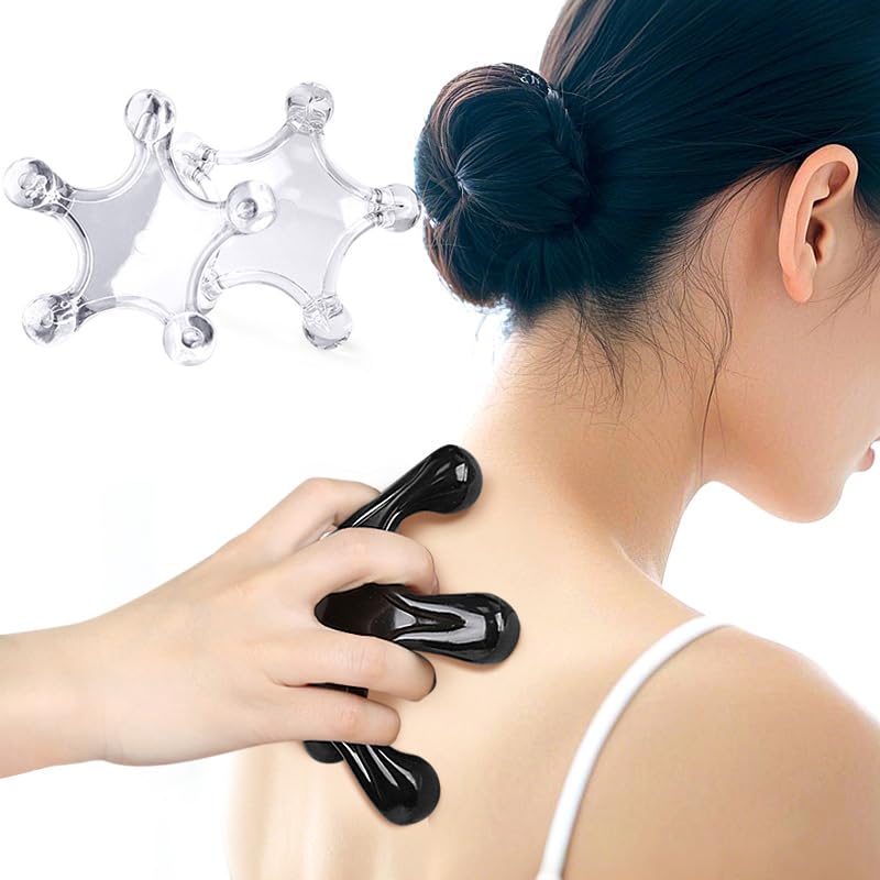 Trigger Point Massage Tools, 2 Pack Easier Grip Star Shaped 5 Legged Pressure Point Handheld Massage Tool for Deep Tissue Pain Relief, Suitable for Full Body (Transparent) - color: Transparent