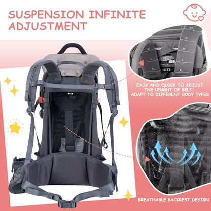 Wipha Baby Backpack Carrier, Toddler Carrier with Canopy, Adjustable and Safe Hiking Backpack for Baby(Creeper III-Black) - color: CREEPER III-BLACK