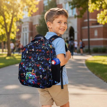RHCPFOVR Kids Backpack for Girls - Girls Backpack 3-8 Ages Butterfly for Kids 15 Inch School Bookbag for Kindergarten Elementary School Bookbag for Girl 1st 3nd Grade - style: Dark Blue Games