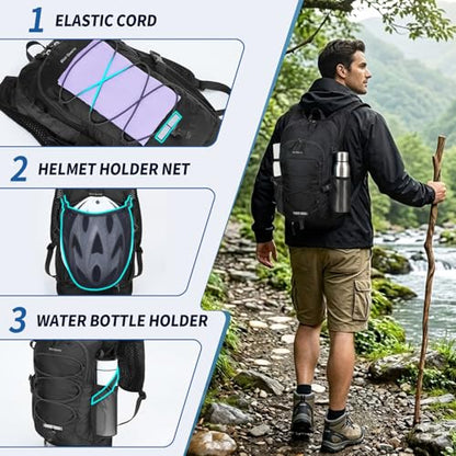 Blue Quartz Hydration Backpack with 2L Water Bladder, 18L Hiking Backpack for Women Men, Lightweight Water Pack with Phone Pocket for Quick Access, Hydration Pack for Cycling, Running, Biking - color: Black