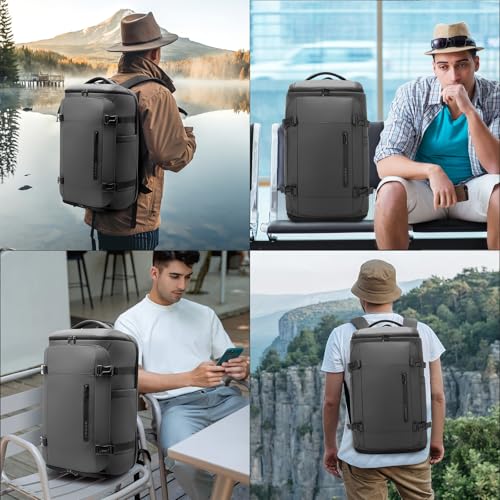BANGE Large Luggage backpack Backpack, 40L Travel Laptop Backpack Fits 17.3 Inch Notebook, Traveling Luggage Backpack,Carry On Rucksack with Water Bottle Holder for Traveling, Hiking, Business - color: Grey