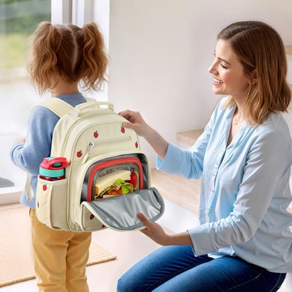 mibasies Toddler Backpacks for Girls 2-4: Quilted Backpack for Preschool Prek Daycare - Cute 12 Inches Bookbag for Little Kids Strawberry Beige - color: Strawberry Beige, style: Toddler-12"h(not Fit Folder)