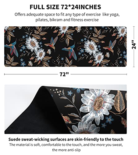 nuveti Printed Travel Yoga Mat-1/16 Inch Thick Non Slip Fitness Workout Mat with Carrying Bag, Foldable Lightweight Suede & Natural Rubber Yoga Mat for Yoga Pilates and Fitness 72" L x 24" W x 1.5mm - color: YanYu