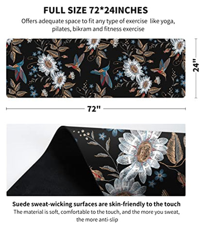 nuveti Printed Travel Yoga Mat-1/16 Inch Thick Non Slip Fitness Workout Mat with Carrying Bag, Foldable Lightweight Suede & Natural Rubber Yoga Mat for Yoga Pilates and Fitness 72" L x 24" W x 1.5mm - color: YanYu