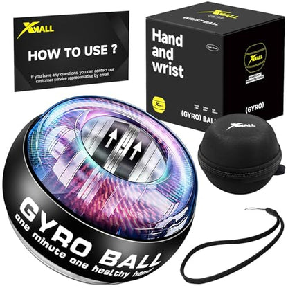 XMALL Torque Ball Hand Exerciser, Grip Strength Trainer, Forearm Strengthener, Wrist Power Gyro Ball, Hand Strengthening Devices, Wrist Strengthener, Finger Exerciser, Auto-Start - color: Black