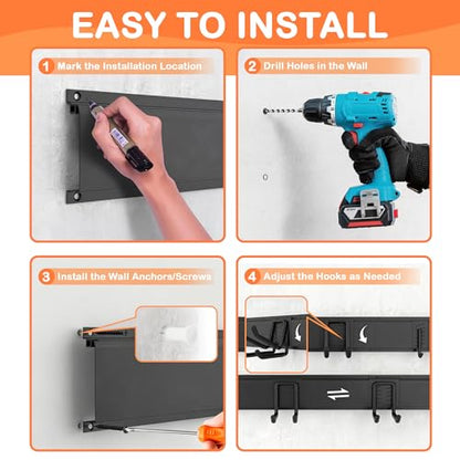 Ultrawall Garden Tool Organizer, 48 Inch Garage Tool Organizer Wall Mount, Heavy Duty Steel Wall Holders for Tools, 400lb Weight Capacity