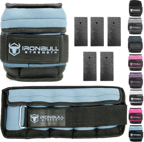 Adjustable Ankle Weights (10lbs/Pair) - Weighted Ankle Weight for Walking, Gym and Exercise - 2, 4, 6, 8, 10 LB Leg Weight Set with Straps for Women and Men - 1-5 lbs Each Ankle Adjustable for Weight Lifting - color: Baby Blue