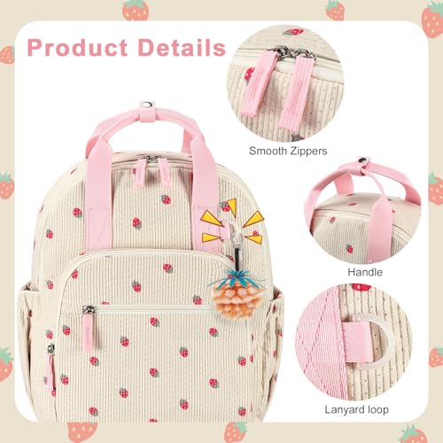 Bluboon Toddler Backpack for Girls Boys 2-4 Cute 12" Preschool Kindergarten Backpacks Kids Daycare Bags School Travel (Strawberry-Beige L, Age 4-8 (15" H Fit A4 Folder)) - color: Strawberry-beige L, size: Age 4-8 (15" H Fit A4 Folder)
