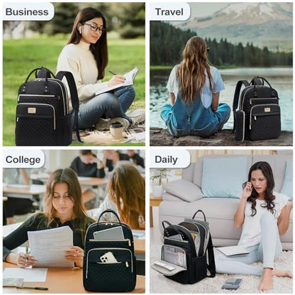 Tealari Laptop Backpack for Women,15.6 Inch Laptop Backpack for Work,Water Resistant Travel Backpack,College Bookbag with Wallet - color: Black