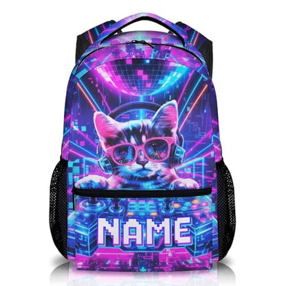 Boys Backpack Gaming Backpacks Personalized Name for Kids Toddler, Large Capacity Cat Bookbag for School Travel Outdoor - color: Pink