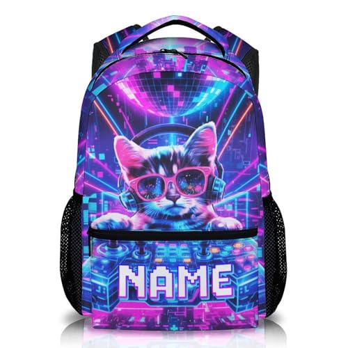 Boys Backpack Gaming Backpacks Personalized Name for Kids Toddler, Large Capacity Cat Bookbag for School Travel Outdoor - color: Pink