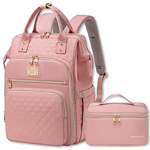 Weitars Lunch Backpack For Women,15.6 Inch Laptop Backpacks For Womens Back pack, Travel Backpacks,Work Backpack For Women (Pink) - color: Pink