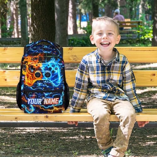 Personalized Cool Gaming Backpack for Boys - 17 Inch Kids Toddlers Bookbag, Large Capacity Lightweight Schoolbag for Preschool Kindergarten Elementary - color: Blue
