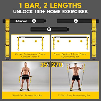 HOXWC Heavy Pilates Equipment, Portable Pilates Bar Kit with Resistance Bands, Professional Adjustable Squat Workout Equipment for Men, Home Gym Muscle Strength Training, Full Body Exercise - style: 270lbs