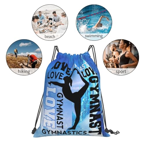Gymnastics Drawstring Backpack Light Gym String Bag Pink Water Resistant Sackpack Sport Yoga Daypack For Womens Mens - color: Gymnastics8