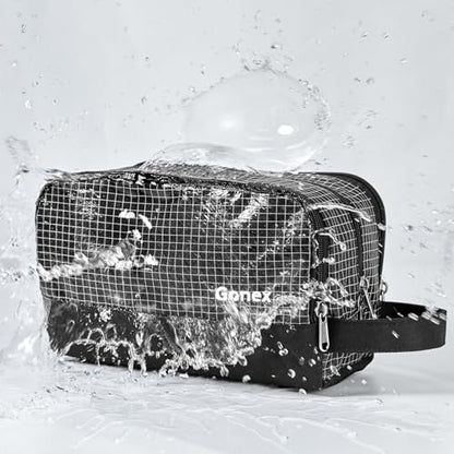 Gonex Travel Toiletry Bag Nylon, Shaving Bag Toiletry Organizer Check Patten (Black) - color: Check Patten (Black)