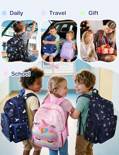 VASCHY Kids Backpacks, 12L Toddler & 17.5L School Backpacks, Lightweight Water-Resistant for Boys and Girls Ages 3-12 - color: Navy Construction-s, size: Small