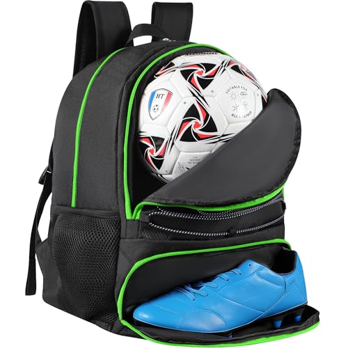 Basketball Bag Backpack for Men Women with Ball & Shoes Compartment 30L Capacity Lightweight Breathable Boys Girls Soccer Ball Bag Backpack Fit Volleyball Football Sports Travel School Gym - color: TK13Green