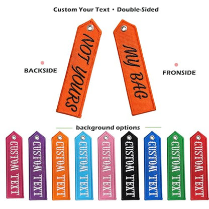 Custom Embroidered Name Tag for Bags – Personalized Name Keychain, Luggage Tag, Book Bag & Diaper Bag ID Labels