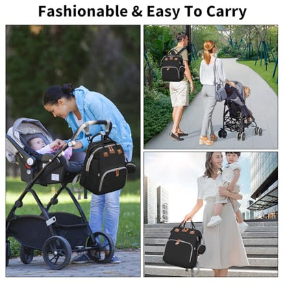 Baby Diaper Bags with Changing Station, Multifunctional Diaper Bag Backpack for Moms Dads with USB Charging Port, Waterproof Travel Diaper, Baby Shower Gifts for Baby Boy & Girls (Black) - color: Black