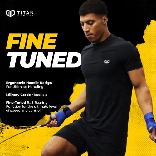 Titan Armour® Speed Rope - Professional Self-Locking & Adjustable, Adult Speed Jump Ropes for Fitness | 2 x Steel Ropes, Cable Protector & Travel Case | Jump Rope Crossfit, Boxing, Fitness MMA for Men & Women - color: Golden