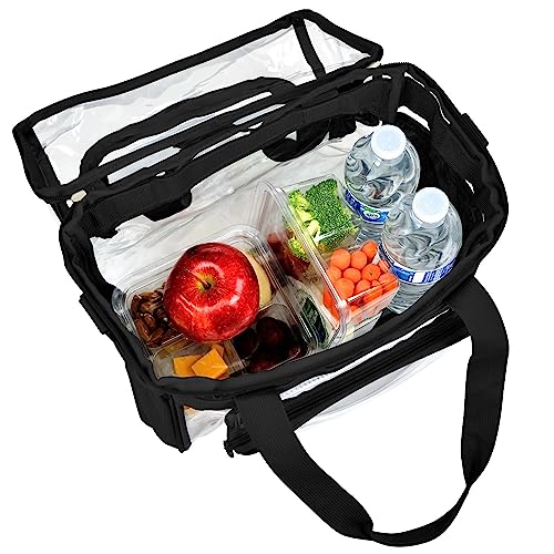 J.CARP Clear Bag Heavy Duty Backpack Durable Transparent See Through Bag - color: Lunch Bag Large, Black