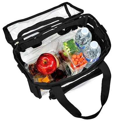 J.CARP Clear Bag Heavy Duty Backpack Durable Transparent See Through Bag - color: Lunch Bag Large, Black