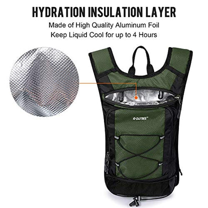 G4Free Insulated Hydration Backpack Pack with 2L BPA Free Bladder for Outdoor Running Hiking Cycling Camping - color: Olive green