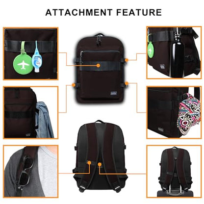 Travel Backpack 17L Lightweight Casual Small Carry-on Daypack 15-inch Laptop Notebook, Underseat Overnight Weekender, Brown - color: Brown