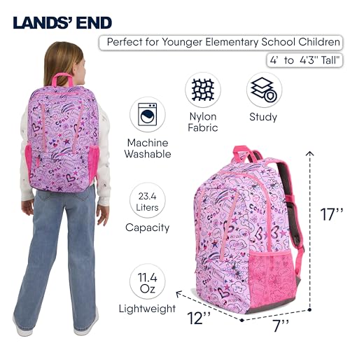 Lands' End Unisex Kids Medium ClassMate Lightweight Durable Elementary School Backpack, Fuchsia Pink - color: Fuchsia Pink