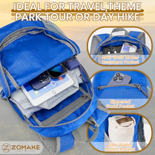 ZOMAKE Ultra Lightweight Hiking Backpack 20L, Packable Small Backpacks Water Resistant Daypack for Women Men(Dark Blue) - color: Dark Blue-a