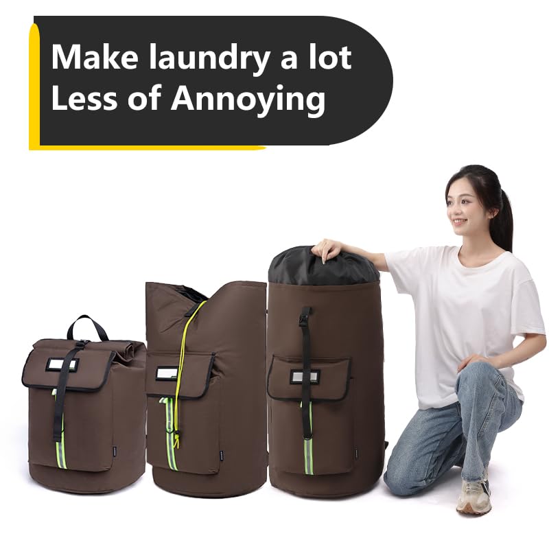 laundry bag backpack,extra-large heavy duty laundry bags,laundry backpack for college students,drawstring closure (Brown) - color: Brown