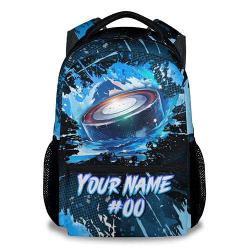 Personalized Backpack - Ice Hockey Backpacks for Boys Girls - 17 Inch Kids Bookbag for Elementary Middle School - Cool Field Hockey Theme School Bags for Teens - color: Style-8