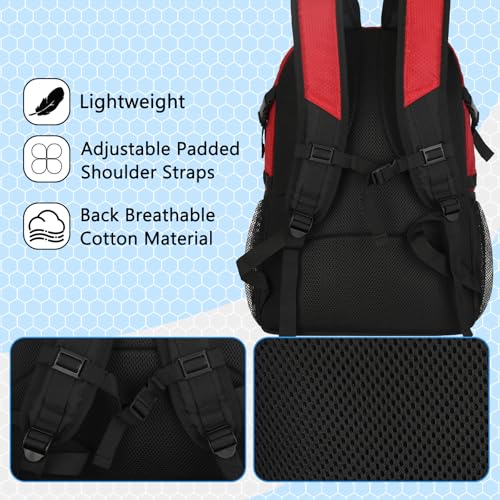 Goloni 30L Sports Backpack with Ball Compartment & Ventilated Shoe Pocket,Basketball Soccer Bag for Youth Boys Girls - color: Wine Red