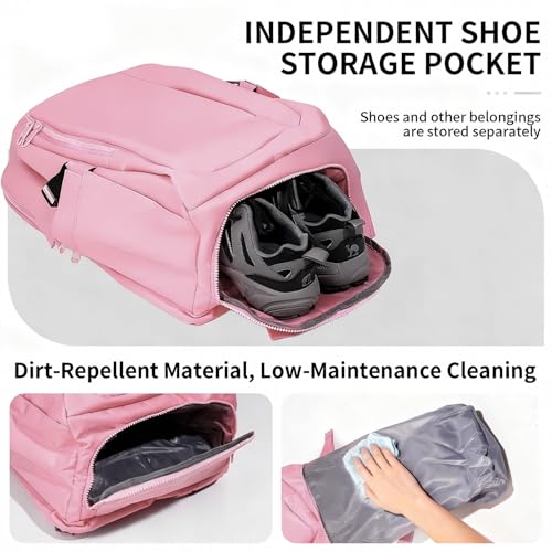 Travel Backpack for Women Men Carry on Backpack, Airline Approved Large Travel Bag Flight Approved Personal item, 15.6 Inch Laptop Backpack Casual Daypack for Weekender Business Hiking-PINK - color: Pink