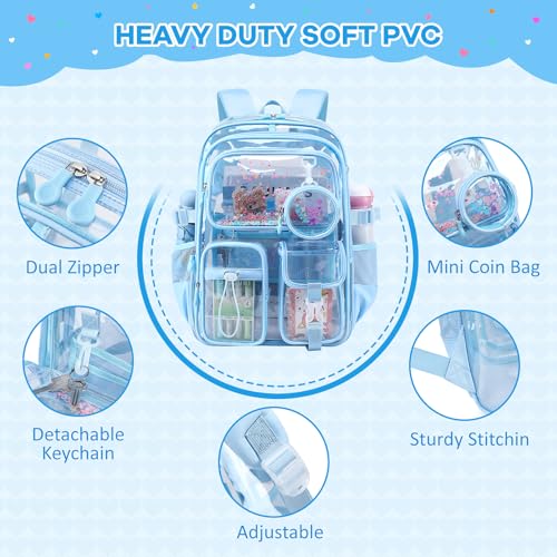 Clear Backpacks for Stadium Events Heavy Duty Clear Bookbag for School Girls Transparent Back Pack, Blue - color: Blue