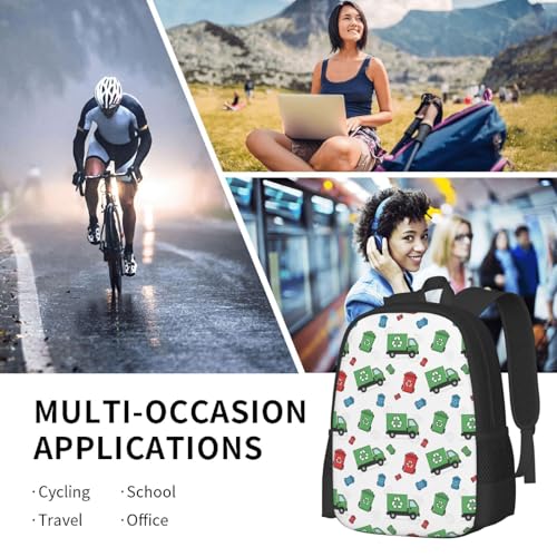 Classic Casual Daypack Garbage Truck Trash, Large Capacity Anti Theft Polyester Travel Bag Unisex Shoulder Pack for Leisure Travel Camping Hiking - color: Design (402)