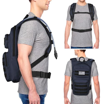 NOOLA Hydration Backpack with 3L TPU Water Bladder, Tactical Molle Water Backpack for Men Women, Hydration Pack for Hiking, Biking, Running and Climbing - color: Blue