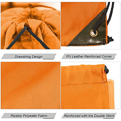 BeeGreen Orange 20 pieces Drawstring Backpack Bags Cinch Bags Bulk Heavy Duty Thanksgiving Bags to Hold Pumpkin Machine Washable Lightweight Sackpack Bags for Women Men - color: Orange