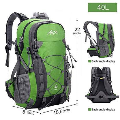 INOXTO lightweight Hiking Backpack 35L/40L Hiking Daypack with Waterproof Rain Cover for Travel Camping Outdoor Men and Women - color: 40l Green
